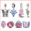 Suitable For Pan Original Bracelet 925 Silver Colorful Flowers Gemstone Butterfly Spring Charm Beads Exquisite Diy Jewelry
