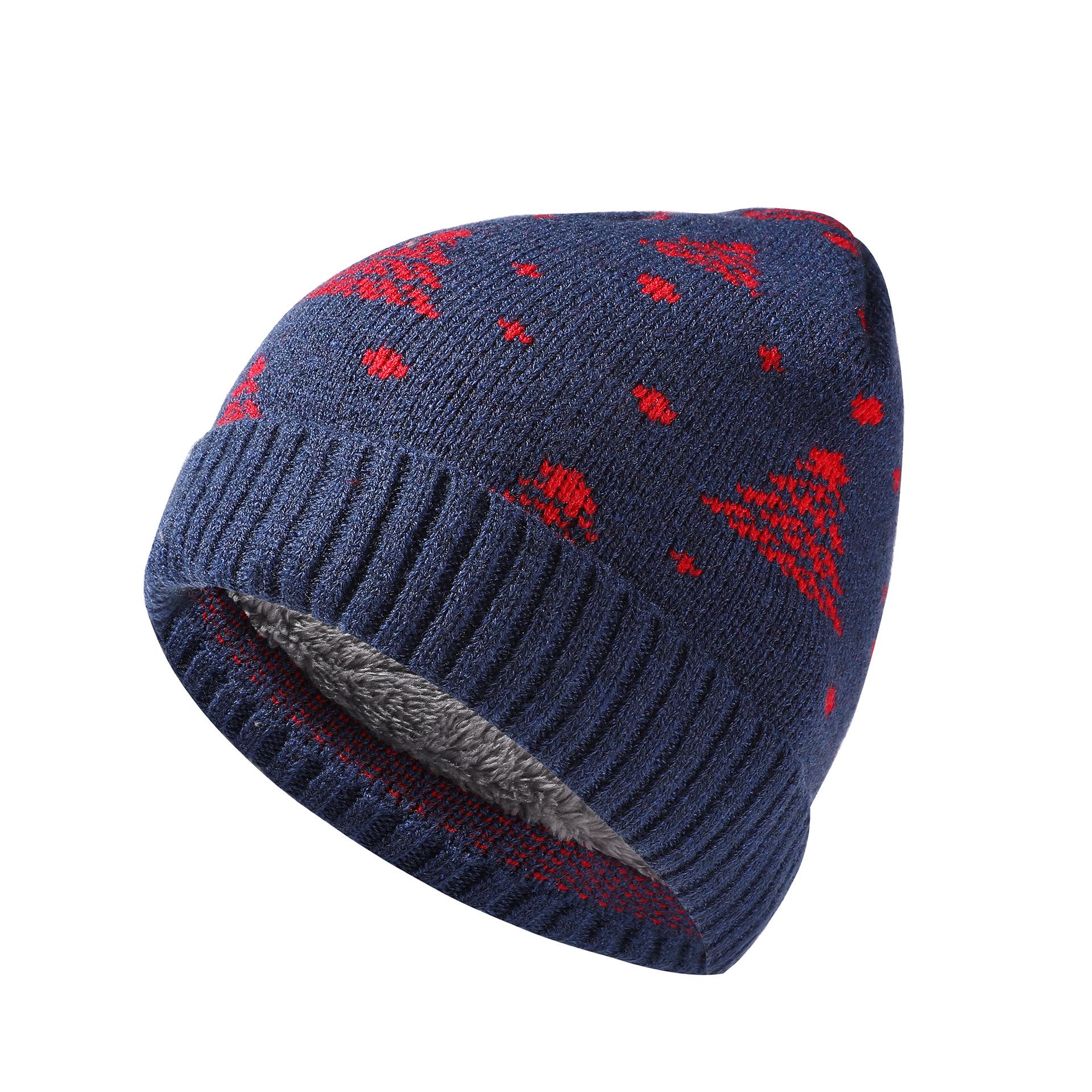 

Red Christmas Tree Fleece-Lined Knit Hat - Unisex, Double-Layered for Snow Days (In Stock) 25x24x2 cm темно-синього кольору