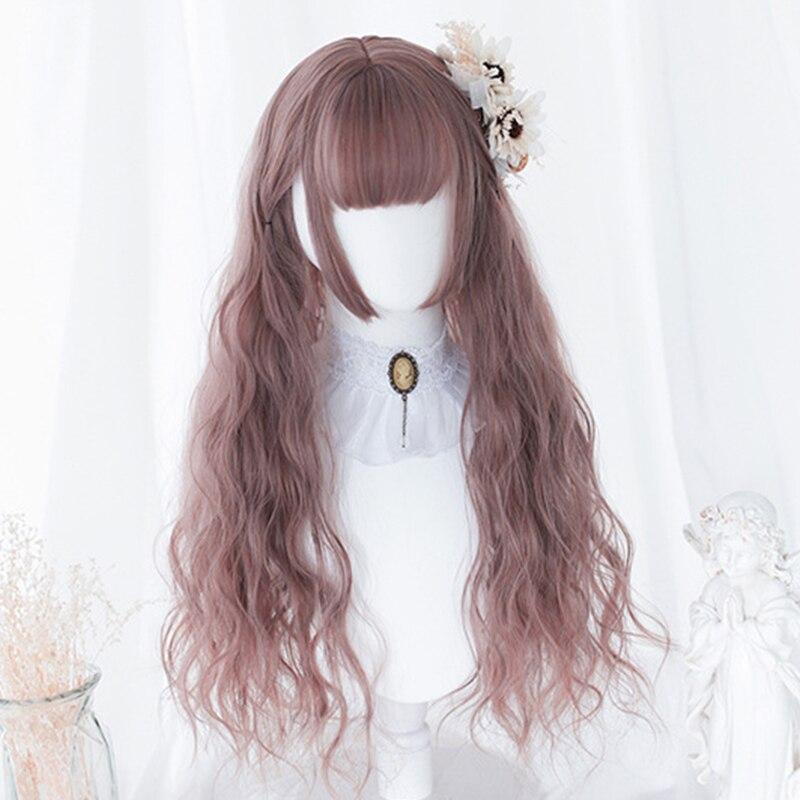 Halloween Long Curly Hair Lolita Wig Women's Synthetic Hair Heat-Resistant Fiber Red Blond Black Blue Pink Wig Cosplay LUPU