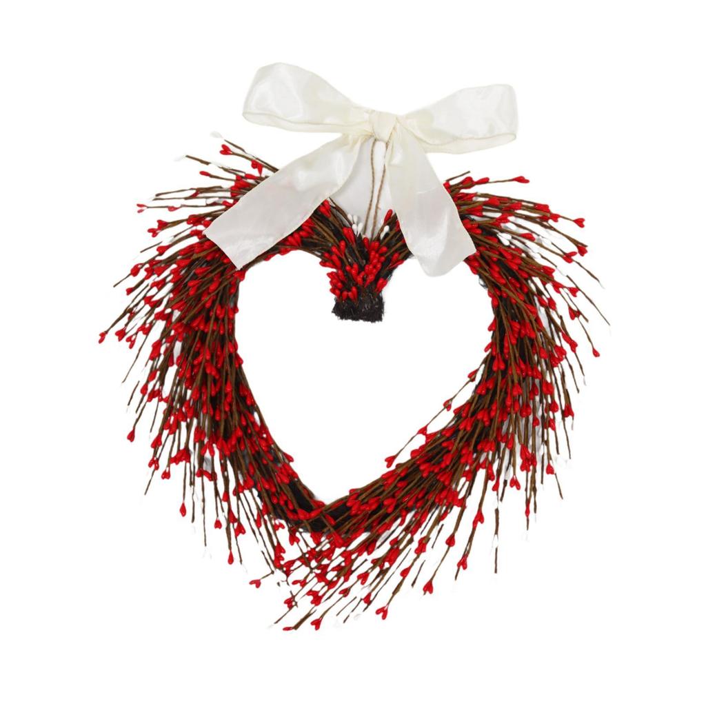 Artificial Flower Heart Wreath Valentines Day Decor Romantic Door Decoration for Home Wedding Entrance