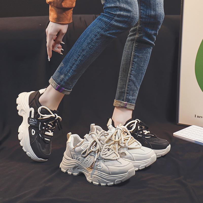 In mesh low-top dad shoes spring new breathable student sports heightening casual shoes