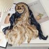 Tie Dye Gradient Cotton Linen Scarf Vintage Retro Pleated Printed Scarf Luxury Brand Designer Long Shawl Wrap For Autumn Winter
