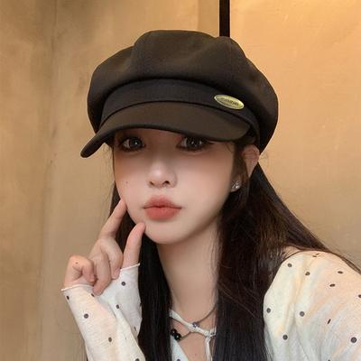 Spring And Autumn Hat Female Face Small Retro Octagonal Hat Versatile Newsboy Hat Fashion Newsboy Hat Tide