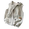 Vest Sweater Women's Hooded Jacket Trendy Loose Casual Sports TopTrendy Zip-up Hooded Vest, Heather Gray Relaxed Fit Layering Vest