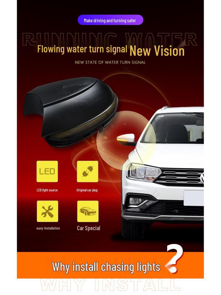 Sequential Turn Signal Light with Blue Tint for 2012-2018 Volkswagen Passat Rearview Mirror Modification