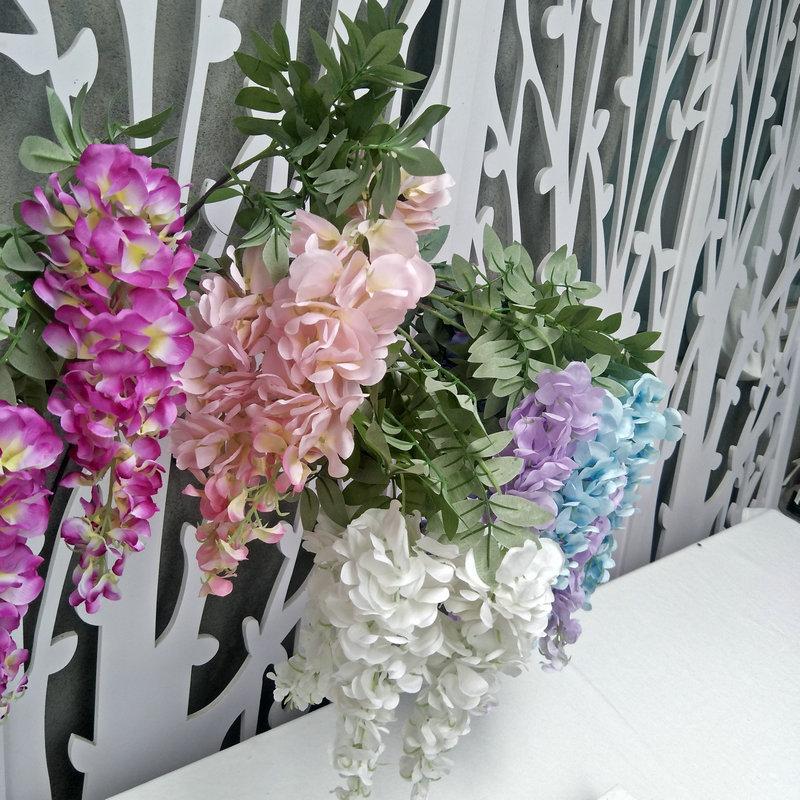 Purple Wisteria Artificial Hanging Flowers For Wedding Decor With Multicolor Options