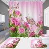 4-Piece Shower Curtain Set with HD Digital Printing | Waterproof, Drill-Free, Ideal for Home/Hotel Bathroom Partition