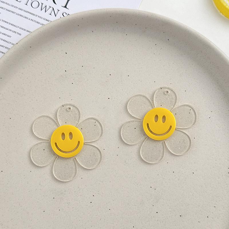 Smiley Flower Acrylic Phone Charm Keychain Earrings 55mm