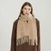 Solid Color Winter Women's Scarf Woven Tassel  Wool Blend Versatile Fashionable Warm  Thickened Scarf
