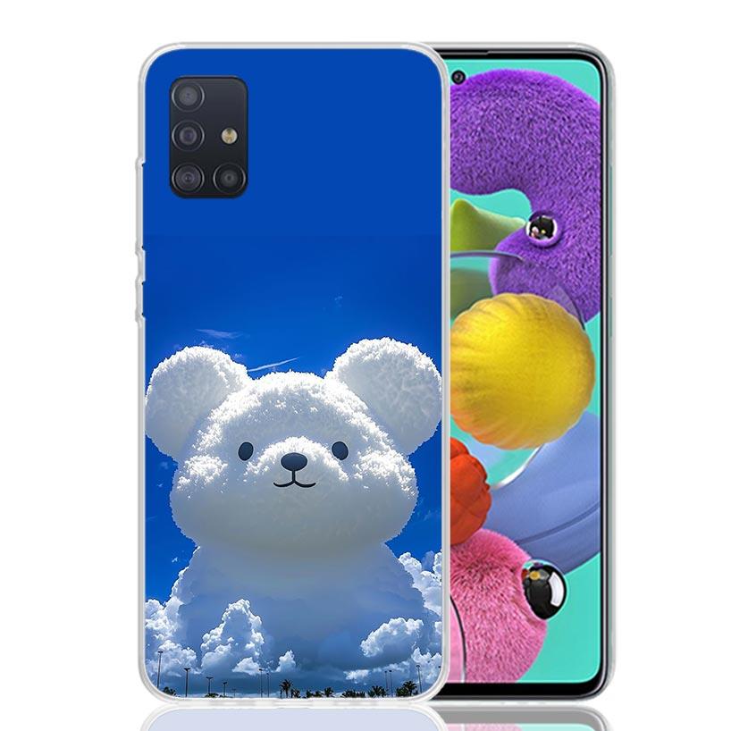 Sunny Clouds Teddy Bear Phone Case for Samsung Galaxy A52 A51 A50S A12 A22 A32 A72 A10S A30S A31 A71 Note 20 Ultra 10 Plus S10 G