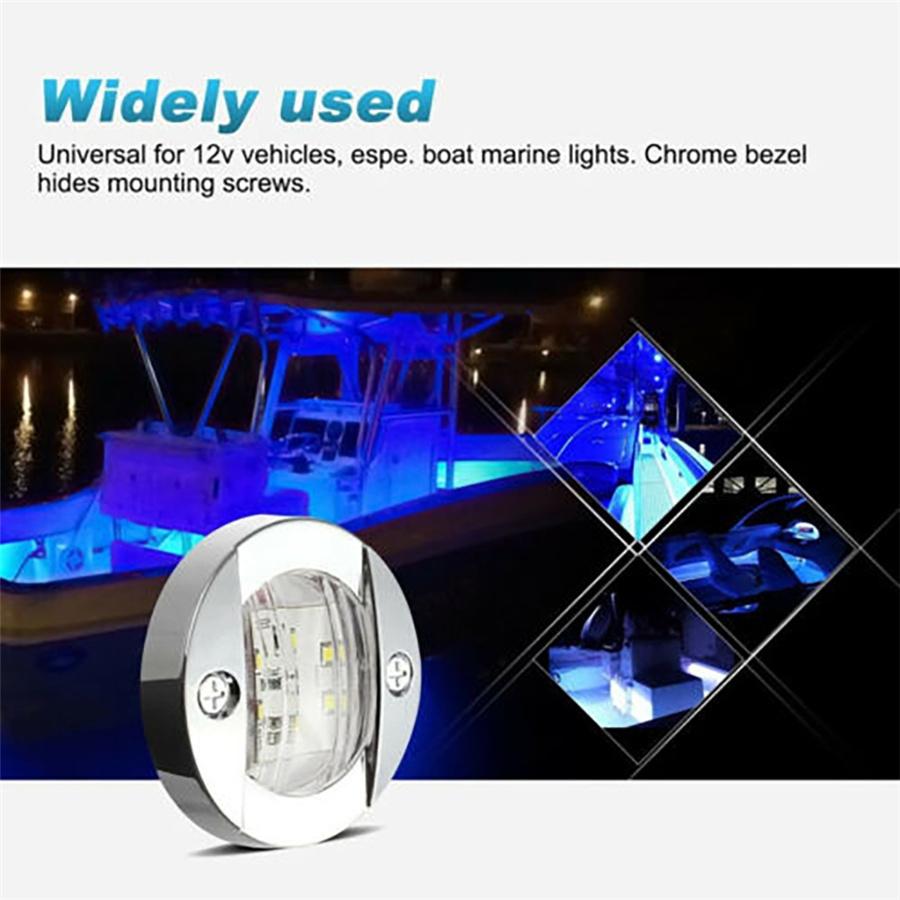 4x Round Marine Boat LED Stern Lights Blue Cabin Deck Courtesy Light Waterproof