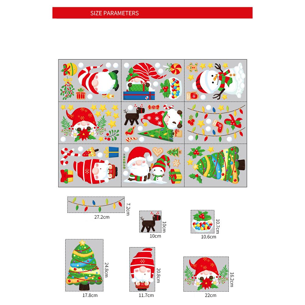 9 Sheets Christmas Window Clings Window Decal Stickers Xmas Holiday Home Decorations For Glass Windows