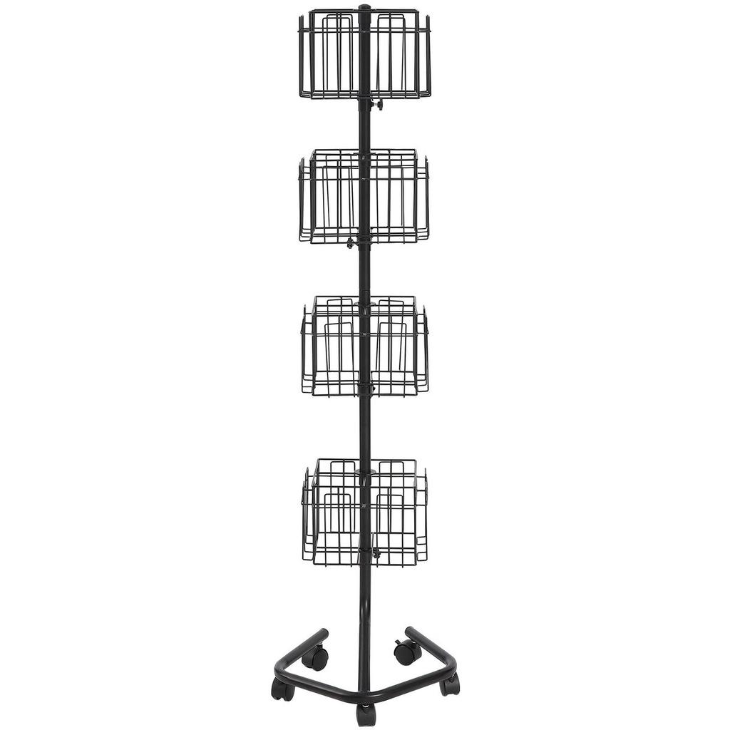 Brochure Display Rack 32-Pocket Rotating Literature Display Stand 5 Wheels