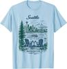 Seattle Vintage Travel Scenic Illustration T-Shirt