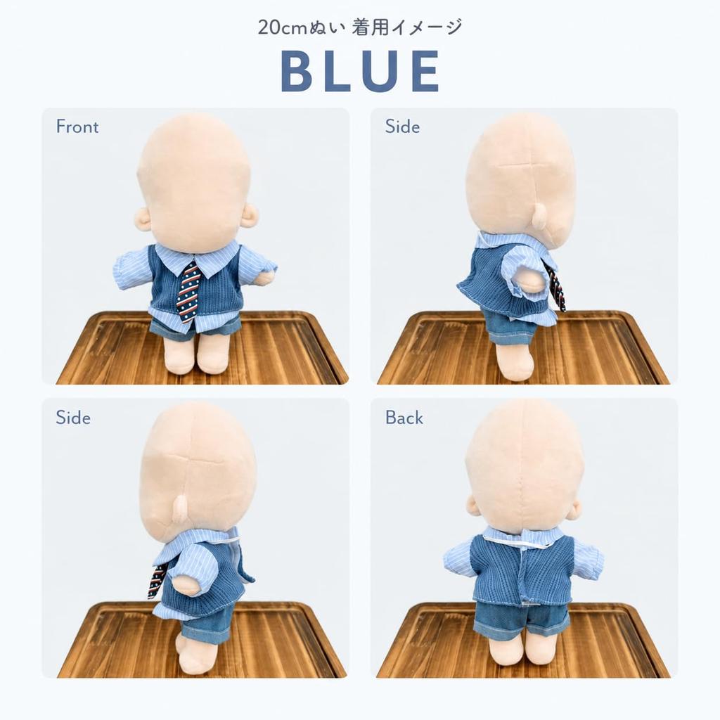 Z-Trigger Plush Toy Clothes 20cm Layered Style Shirt & Shorts with Tie 3-Piece Set for Plush Toys Blue [Used]