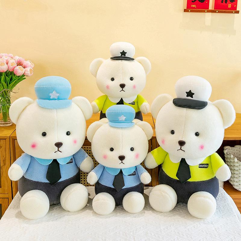 Police Bear Cute Plush Toy Throw Pillow Doll Girl Gift Comfortable Soft And