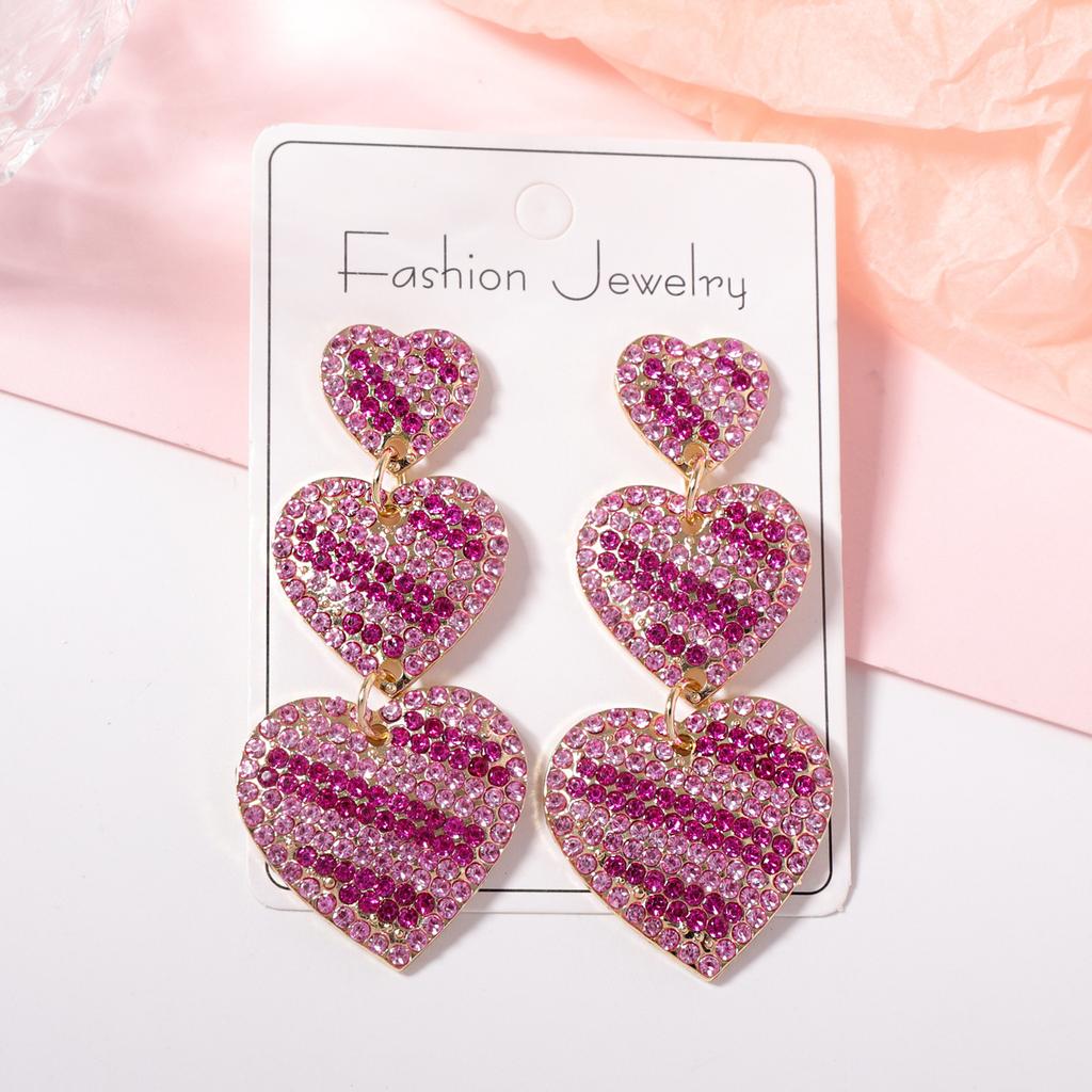 Valentine's Day new creative design sense fashion temperament full of diamonds love heart temperament trend earrings