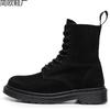 Lychee-Muster Werkzeugstiefel Damen Oberleder weiches Rindsleder Paar Kurzstiefel Britisches Leder Lokomotive Stiefel