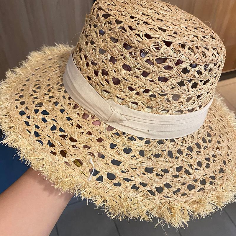 New Sun Hat Summer Fashion Hollow Sunscreen Sun Hat Woven Straw Hat Breathable Vacation Travel Versatile Fashion