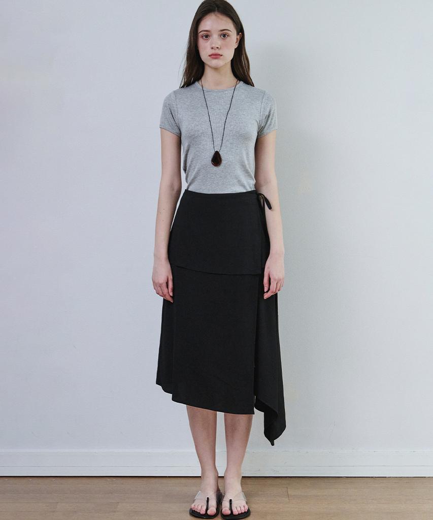 Marop 3116 Crinkle Double Wrap Skirt (Black)