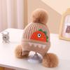 A children's dinosaur wool hat winter new cartoon jacquard knitted hat medium and older boys and girls ear hats