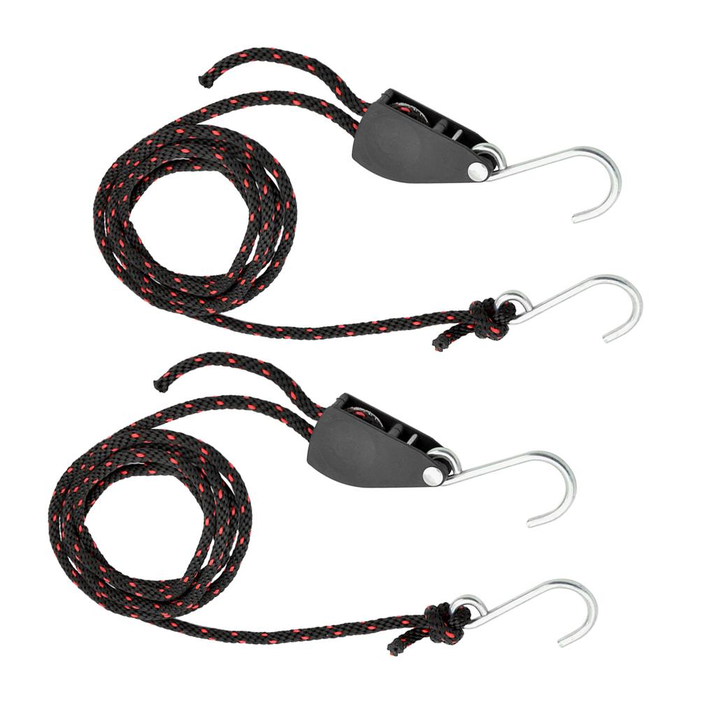2pcs Kayak Tie Down Straps Ratchet Pulley Ropes Adjustable Ropes Hanger Working Load Up To 299.8lbs for Kayak Canoe Boat