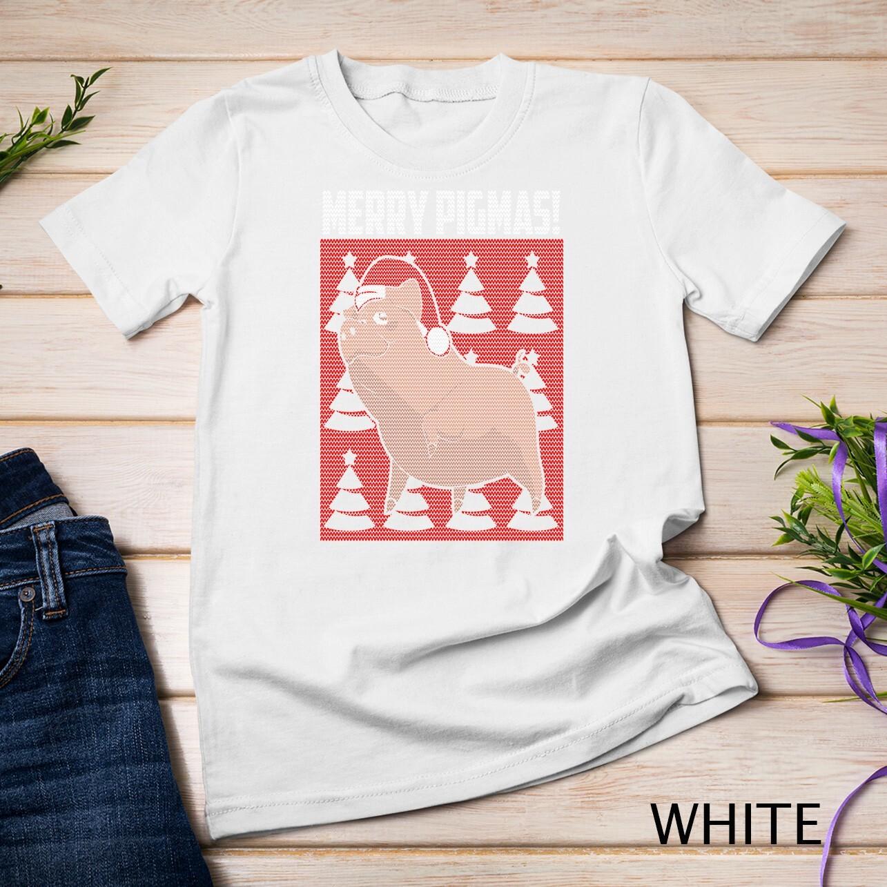 Merry Pigmas Pig Farmer Funny Ugly Christmas Unisex T-Shirt Mens Womens Tees Top 2XL