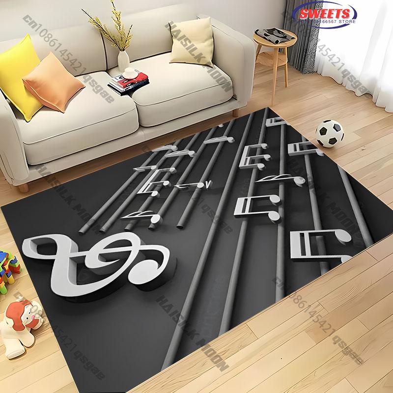 Music Music Notes Theme Printed Carpet Rug for Living Room Bedroom, Office Areas,Durable Machines Washable Mat Next Day Shipping