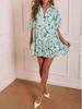 2026 European & American Floral Print V-Neck Short Sleeve Casual Shirt Dress for Women