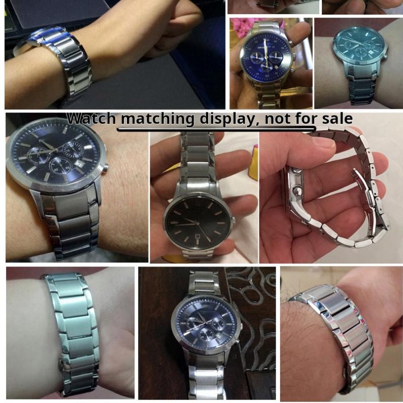 22mm men bracelet For Armani AR2447 AR2448 AR2434 AR2432 2433 2435 Curved end Solid stainless steel watchband Metal watch strap