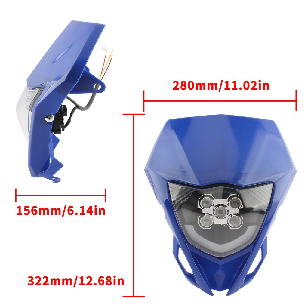 For Yamaha Motocross Headlight Accessories For WR250F WR450F YZ250F YZ450F WR YZ 250F 450F Motorcycle LED Headlamp High Low Beam