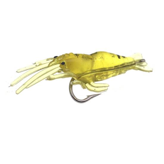 10Pcs 4CM Soft Shrimp Bait with Barb Hook Glow-in-the-Dark Bionic Artificial Lure Saltwater Freshwater Bass Walleye Trout Fishing Accessories