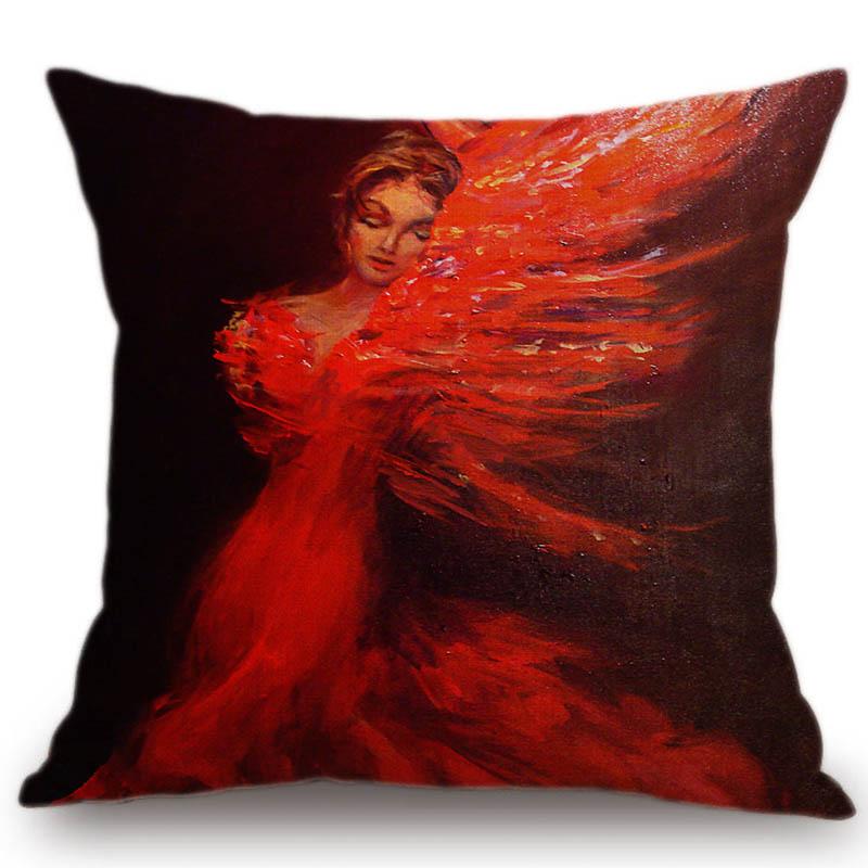 Home Art Decoration Oil Painting Ballet Dancer Lounge Sofa Cushion Cover Luxury Elegant European Style Cotton Linen Pillow Case