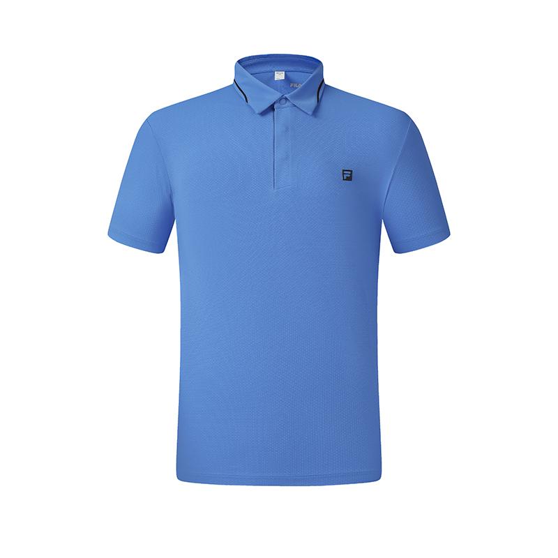 FILA Golf Series Fashion Soft Comfortable Versatile Solid Color Short Sleeve Polo Shirt Men tops Blue A11M535109F-BU