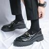 Leather Shoes Men's 2025 Summer Youth British Style Platform Big Head Tooling Loafers Casual Groom Wedding Shoes