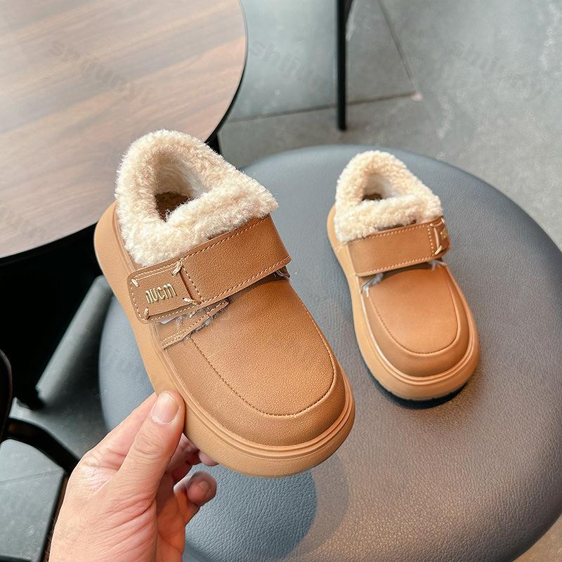 Boys' Retro Warm Velvet Low Top Casual Snow Boots 2026 Winter Children Fashi Versatile Plush Comfortable N Slip Cott Boots