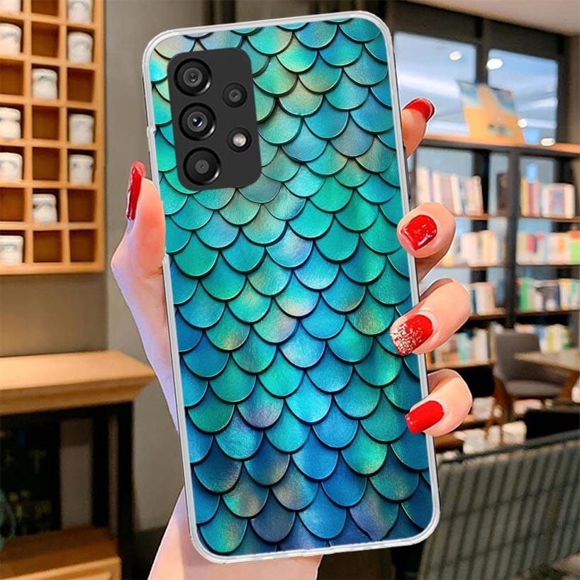 Fish Scale Pattern Mermaid Phone Case For Samsung Galaxy A12 A22 A32 A52 A72 A02S Phone Case Note 20 Ultra 10 S10 Plus A51 A71 A