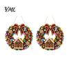 Holiday Gift for Friends 2Pcs Pearl Diamond Christmas Ornament Set, 2D Acrylic Glitter Hanging Tree Pendants Decor with Ribbon, Festive Pendant Party