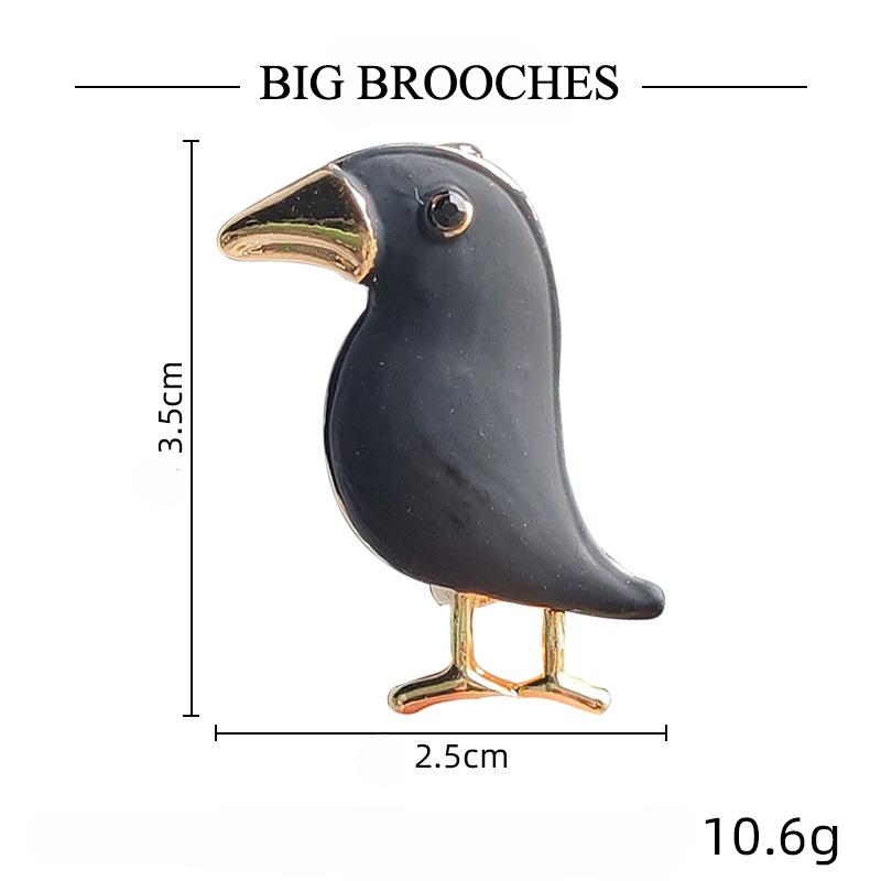 Creative Cute Bird Brooch Fashion Personality Black Crow Badge Versatile Animal Silk Scarf Buckle Pin Brooch