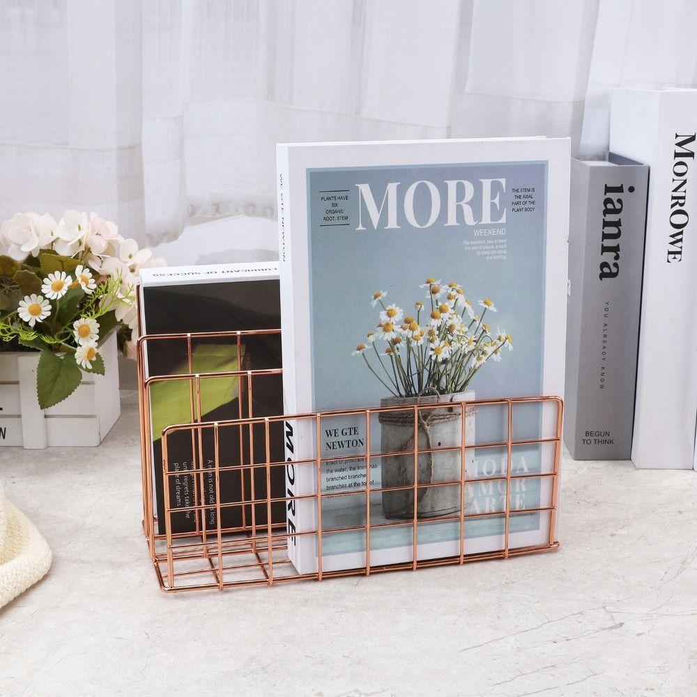 Durable Book Record Holder Metal Document Storage Shelf Letter Rack Magazine File Holder Rack  Home