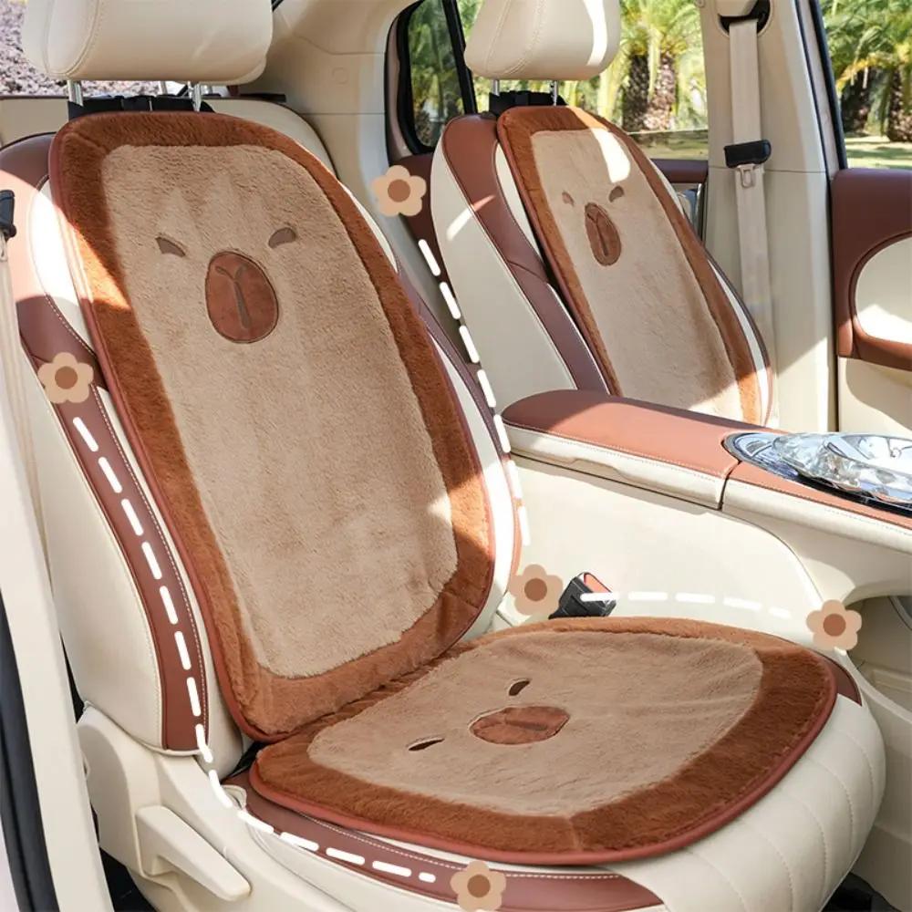 Cute Plush Capybara Car Seat Cushion Stuffed Soft Car Headrest Lumbar Support Comfortable Waist Pillow Car Decoration