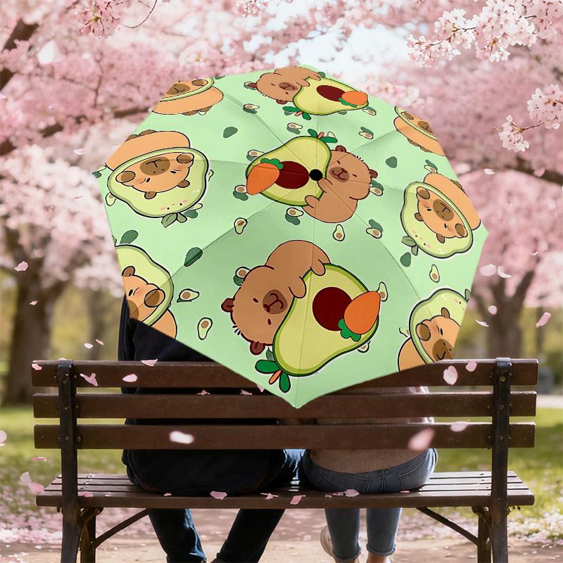 1PC Avocado Capiball Umbrella-8-Rib Reinforced, Automatic Open, Lightweight & Durable, Cute Fashion Accessory for Outdoor-T307