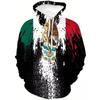 Unisex Hooded Sweatshirt With 3D Digital Print Mexican Flag Emblem Fleece-Lined Winter