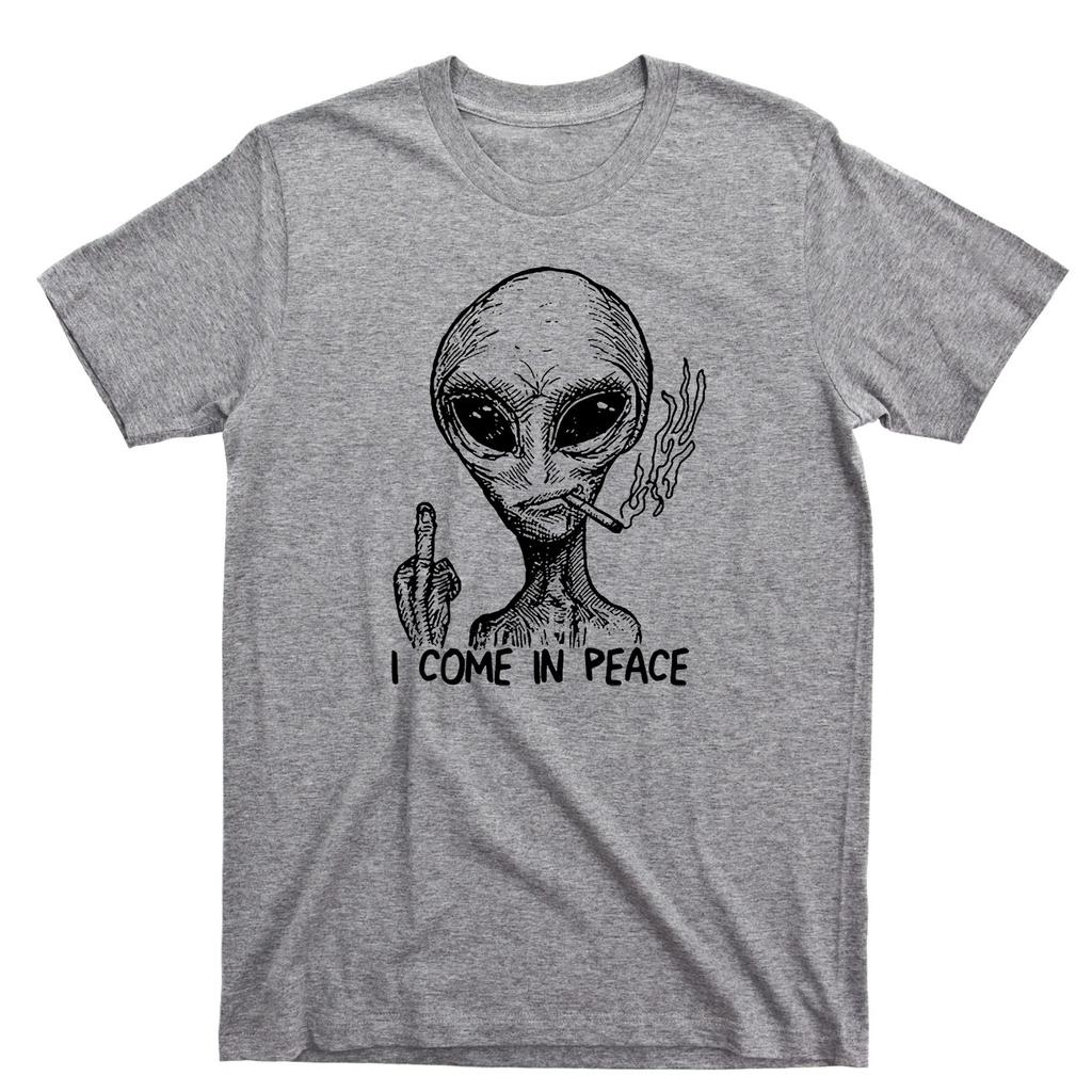 Unisexs Because Aliens I Come In Peace Graphic T Shirt Tee Cotton Unisex Summer Streetwear Casual Trendy Oversize Loose Top Vintage