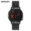 Sanda Men's Fashion Quartz Watch, Mesh Strap, Waterproof, Outdoor Casual, Hollow Wheel Dial.