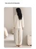 Women's Long-Sleeve Round Neck Pajama Set with Bra Pads, Wearable Outside, Cloud Cotton Loungewear