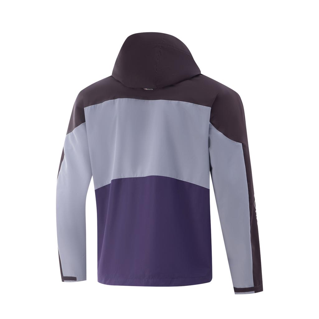 Li Ning CBA Series Sports Casual Fashion Loose Hooded Pattern Printed Windbreaker Men Outerwear Purple AFDVF57-2