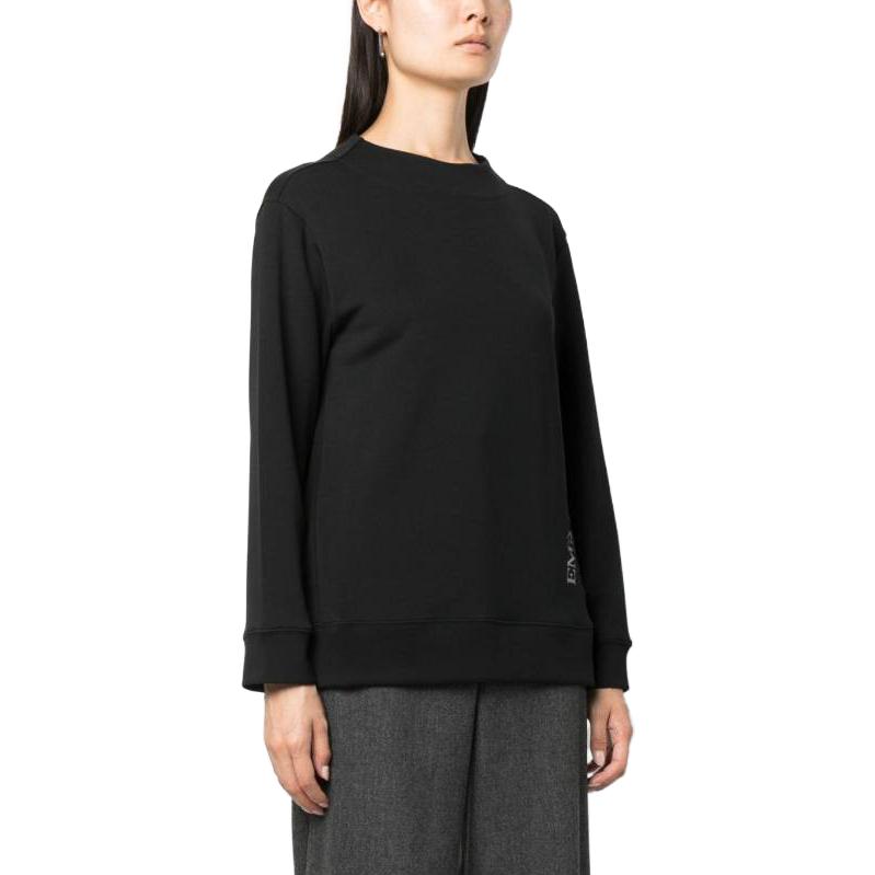 Emporio Armani Loose Fit Crew Neck Long Sleeve Sweatshirt Women tops Black 6R2M7J-2JXGZ-0999