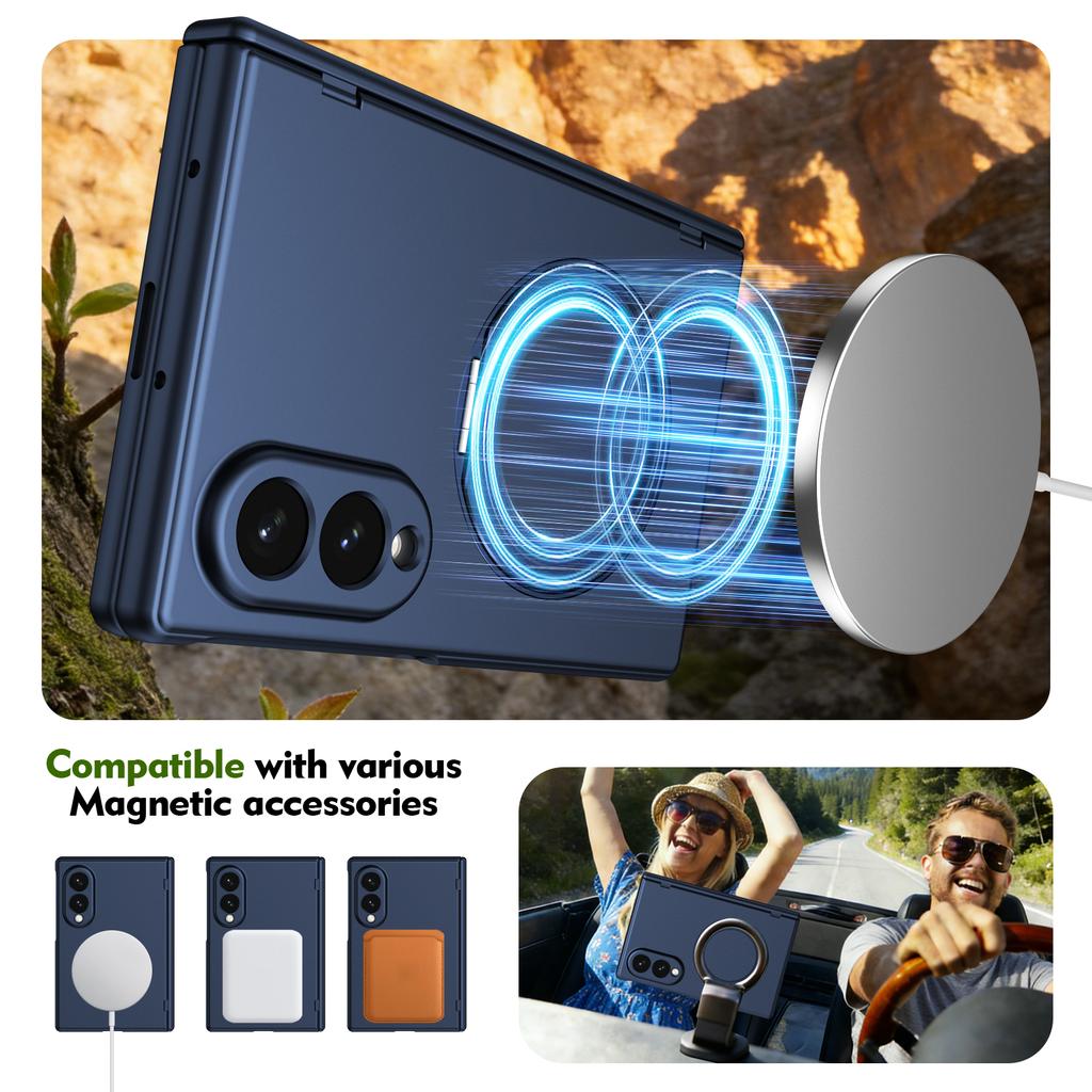 With Front Glass Screen Film Hinge Protection Case For Samsung Z Fold 8 Ultra 5 6 7 8 360° Rotating Magnetic Alloy Stand Cover