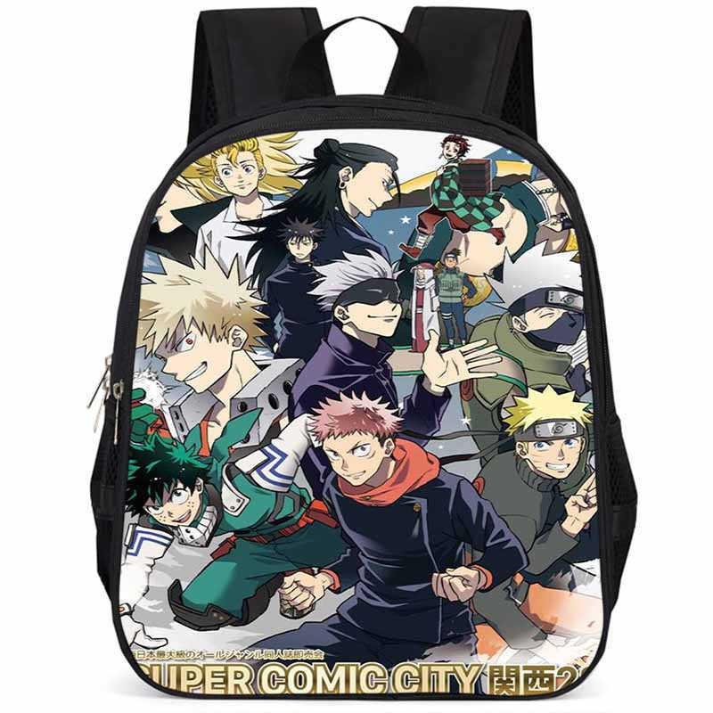 Durable Large Capacity 15 Inch Jujutsu Kaisen Backpack For Kids Lightweight Oxford Cloth School Bag